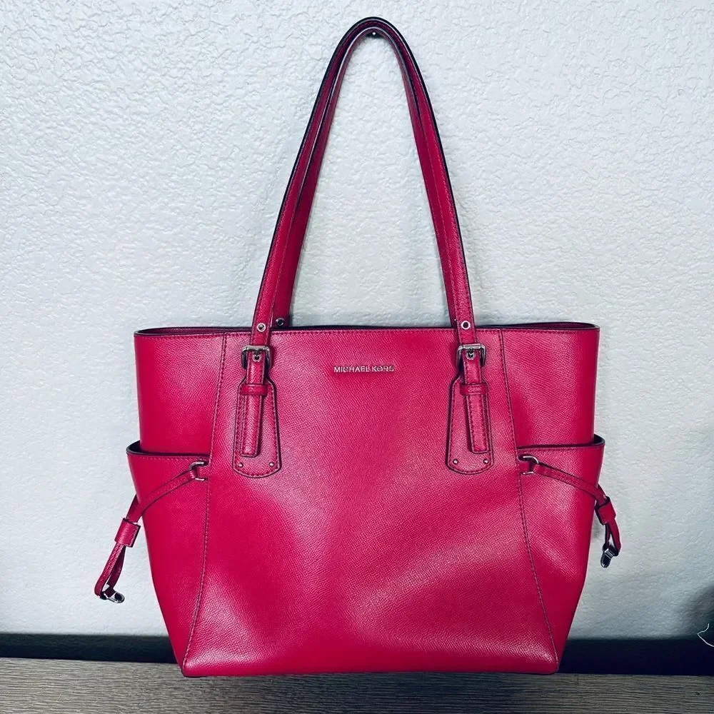 NWOT Michael Kors Pink Raspberry Voyager Tote Shoulder Bag Purse